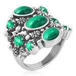 Bague en argent et malachite (desert chic)