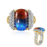 Bague en argent et opale multicolore d'�thiopie (gems en vogue)