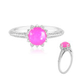 Bague en argent et opale rose d'�thiopie
