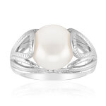 Bague en argent et perle blanche de culture d'eau douce (michelle albala)