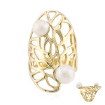 Bague en argent et perle blanche de culture d'eau douce (tpc)