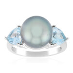 Bague en argent et perle de culture de tahiti (tpc)