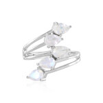 Bague en argent et pierre de lune arc - en - ciel