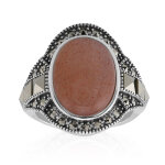 Bague en argent et pierre de lune p�che (annette classic)