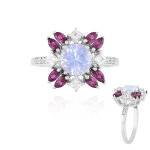 Bague en argent et quartz bleu lunaire