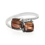 Bague en argent et ?il - de - tigre rouge