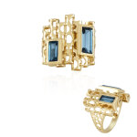 Bague en argent et topaze bleu de londres (ornaments by de melo)