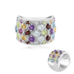 Bague en argent et topaze bleu suisse