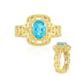 Bague en argent et topaze bleue de paraiba (gems en vogue)