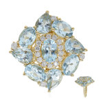 Bague en or et aigue - marine du br�sil aaa (cirari)