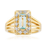 Bague en or et euklas bleu colombien