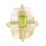 Bague en or et quartz rutile (cheveux de v�nus) (cirari)