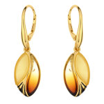 Boucles d'oreilles en argent et ambre de la baltique lever du soleil (dagen)