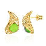 Boucles d'oreilles en argent et ambre verte de colombie (dagen)
