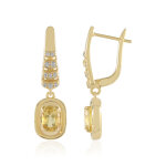 Boucles d'oreilles en argent et b�ryl jaune