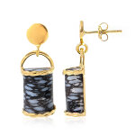 Boucles d'oreilles en argent et bois de palmier p�trifi� de jambi (bali barong)