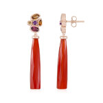 Boucles d'oreilles en argent et calc�doine rouge (km by juwelo)