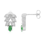 Boucles d'oreilles en argent et emeraude de bahia
