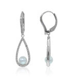 Boucles d'oreilles en argent et perle blanche de culture d'eau douce (adela silber)
