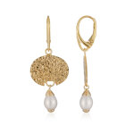 Boucles d'oreilles en argent et perle blanche de culture d'eau douce (monosono collection)
