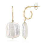 Boucles d'oreilles en argent et perle blanche de culture d'eau douce (tpc)