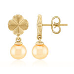 Boucles d'oreilles en argent et perle de culture d'eau douce de couleur p�che (tpc)