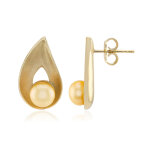 Boucles d'oreilles en argent et perle de culture d'eau douce dor�e (tpc)
