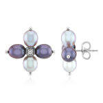 Boucles d'oreilles en argent et perles de culture d?eau douce noires (tpc)