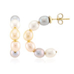 Boucles d'oreilles en argent et perle de culture d'eau douce orange
