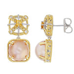 Boucles d'oreilles en argent et perle mab� dor�e (gems en vogue)