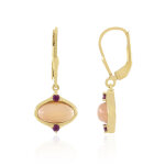 Boucles d'oreilles en argent et pierre de lune p�che (km by juwelo)