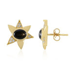 Boucles d'oreilles en argent et saphir �toil� noir (de melo essence)