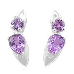 Boucles d'oreilles en argent et saphir pourpre de ceylan