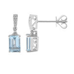 Boucles d'oreilles en or et aigue - marine du brésil aaa Boucles d'oreilles en or et aigue - marine du brésil aaa