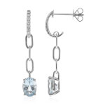 Boucles d'oreilles en or et aigue - marine du br�sil aaa (cirari)