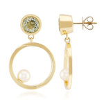 Boucles d'oreilles en or et am�thyste verte du rio grande (michelle albala)