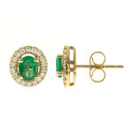 Boucles d'oreilles en or et emeraude de zambie aaa
