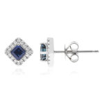 Boucles d'oreilles en or et saphir bleu de ceylan