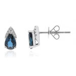 Boucles d'oreilles en or et saphir bleu de ceylan