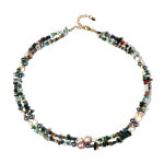 Collier en argent et perle de culture d'eau douce de couleur p�che (riya)