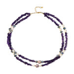 Collier en argent et perle de culture d'eau douce de couleur p�che (riya)