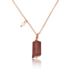 Collier en argent et quartz fraise (joias do para�so)