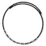 Collier ras du cou en acier et perles de culture d?eau douce noires (riya)