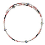 Collier ras du cou en acier et perles de culture d?eau douce noires (riya)