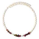 Collier ras du cou en acier et tourmaline (riya)
