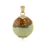 Pendentif en argent et bois fossilis� (bali barong)