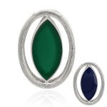Pendentif en argent et calcdoine verte (monosono collection)