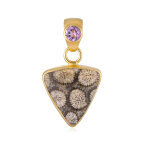 Pendentif en argent et corail fossilis� (bali barong)