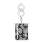 Pendentif en argent et obsidienne flocon - de - neige