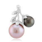 Pendentif en argent et perle ming de couleur pourpre (tpc)